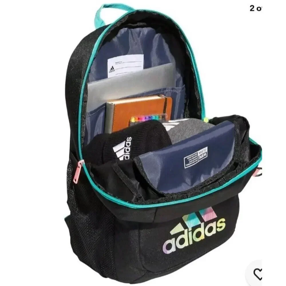 adidas Girl's Black Semi Mint Rush Green Ready Laptop Backpack 5158269 NWT